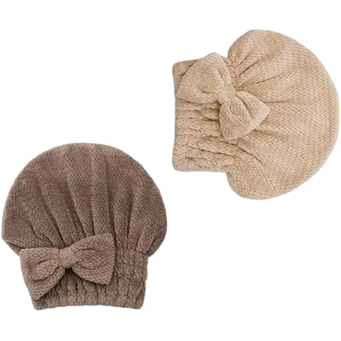 Microfiber Hair Drying Towels, Super Absorbent Hair Towel Wrap Cap and Towel, Quick Drying for Wet Curly Long Thick Hair, Perfect for Beach, Bath, Salon (2 Pack) k - Image 1